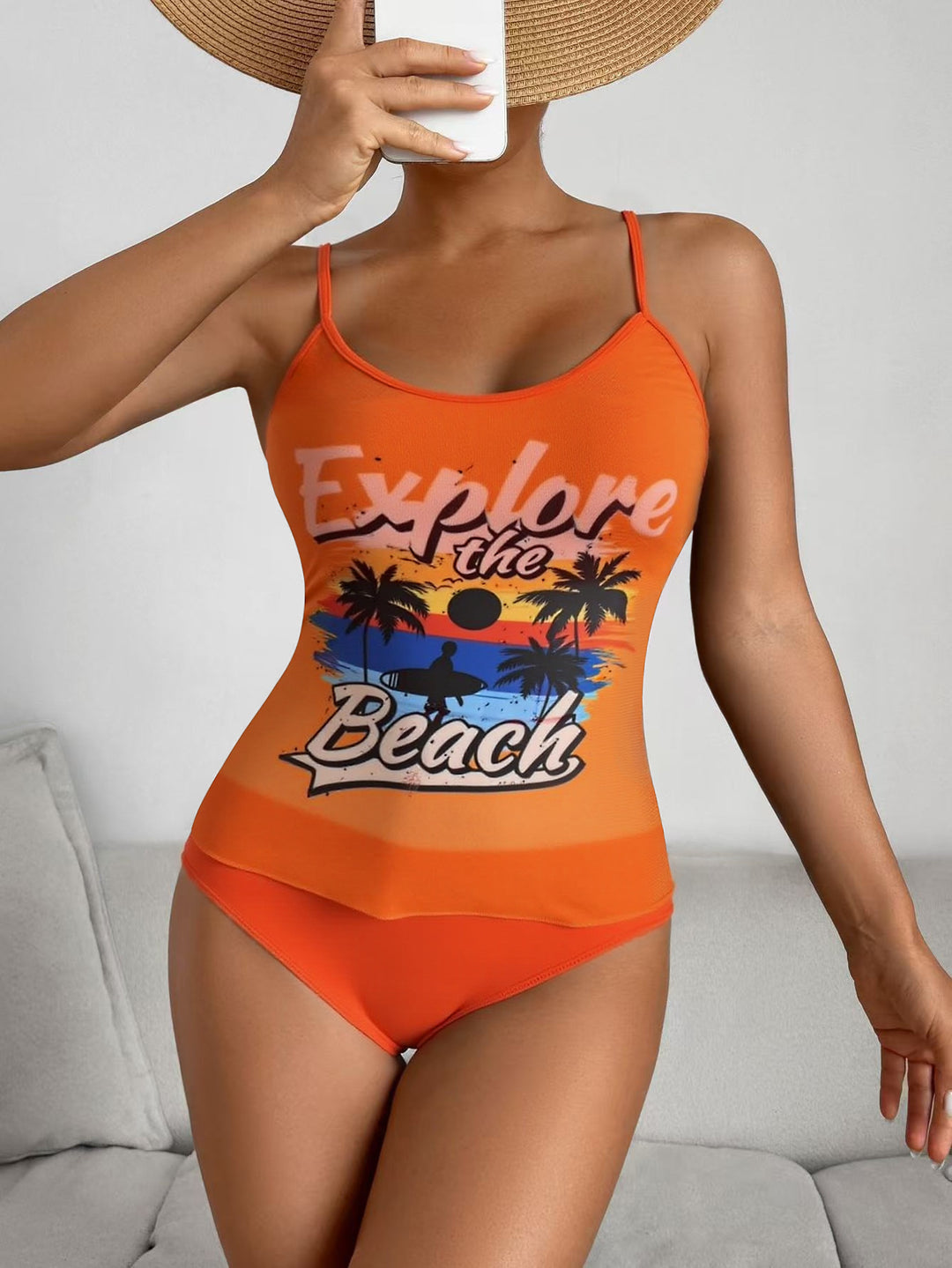 Damen Einteiliger Badeanzug mit trendigem Grafikdesign Drune