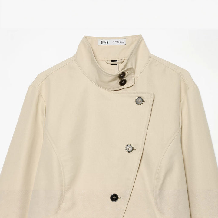 Damen Asymmetrische Kurzjacke mit Stehkragen und taillierten Nähten Drune