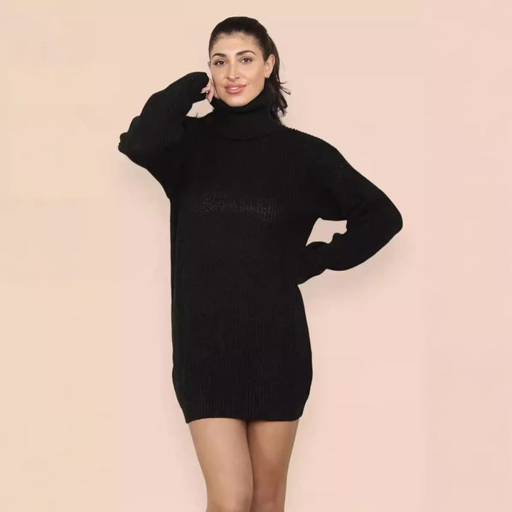 Damen Strickkleid mit hohem Kragen und weitem Schnitt Drune