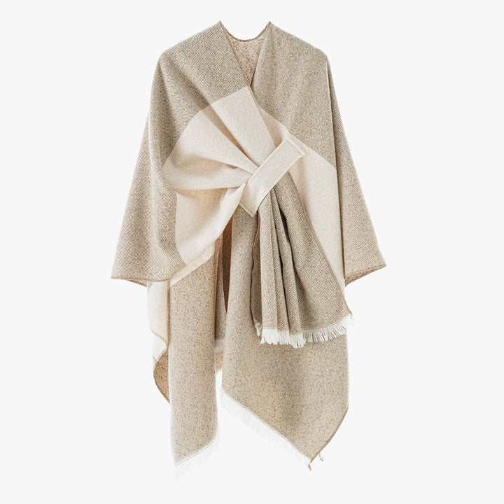 Damen Luxuriöser Oversize Poncho aus hochwertigem Mischgewebe Drune