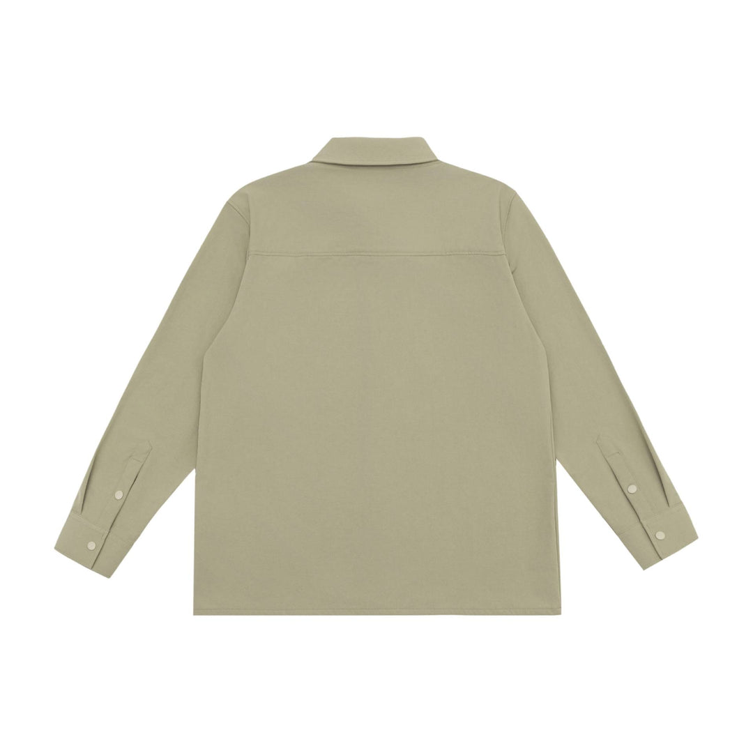 Unisex Longline-Hemdjacke im Boxy-Schnitt aus schwerer Sweatqualität mit verdeckter Druckknopfleiste Drune