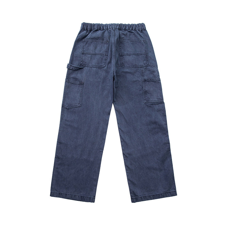Herren Weite Utility-Denimhose mit Tunnelzugbund und aufgesetzten Taschen Drune