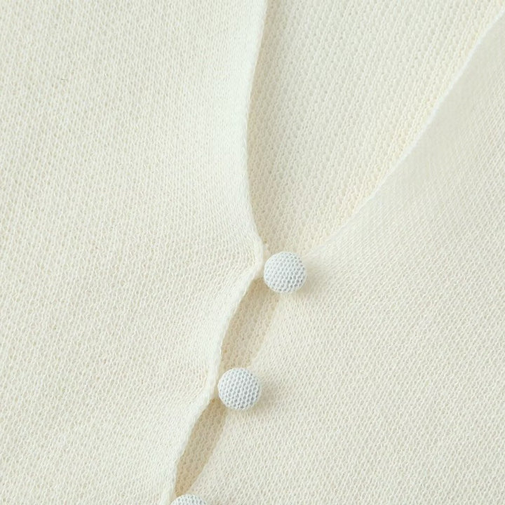 Damen plissiertes Midi-Kleid mit eleganter Knopfleiste und V-Ausschnitt Drune