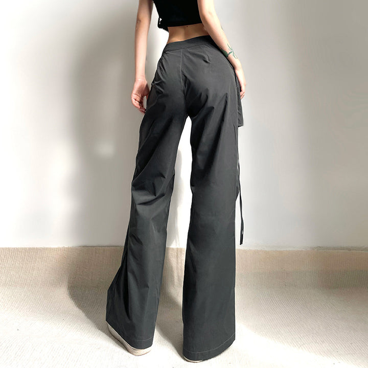 Damen stylische Utility-Hose mit weitem Schnitt und verstellbaren Binde-Details Drune