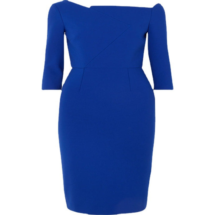 Damen Figurbetontes Bleistiftkleid mit schulterfreiem Carmenkragen und dreiviertelärmeln Drune