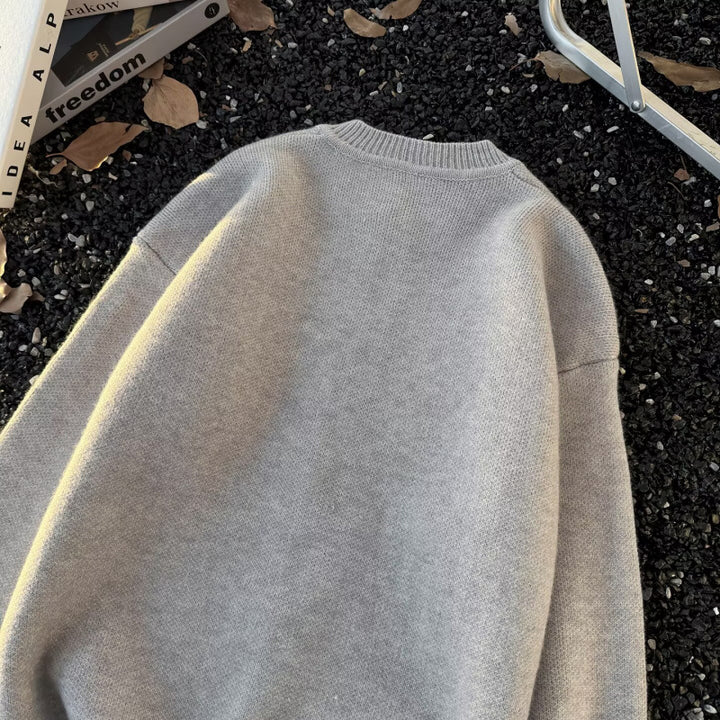Unisex Kuscheliger melierter Feinstrick-Pullover mit Raglanärmeln und geripptem Rundhals Drune