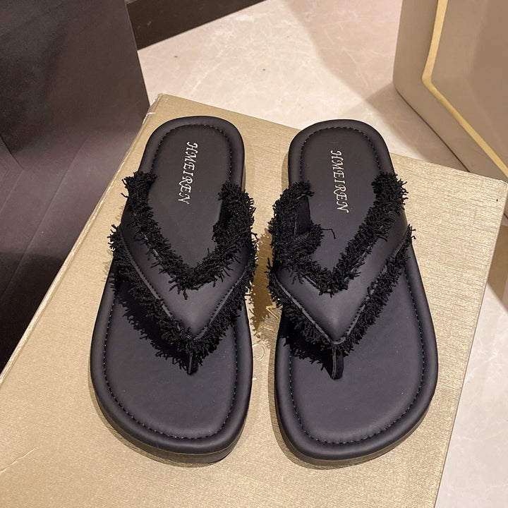 Damen Flip-Flops mit modischem Fransen-Design und komfortabler Sohle Drune