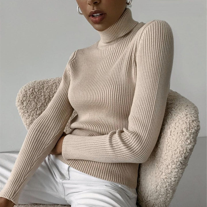 Damen Rollkragenpullover mit feiner Rippstruktur und figurbetonter Passform Drune