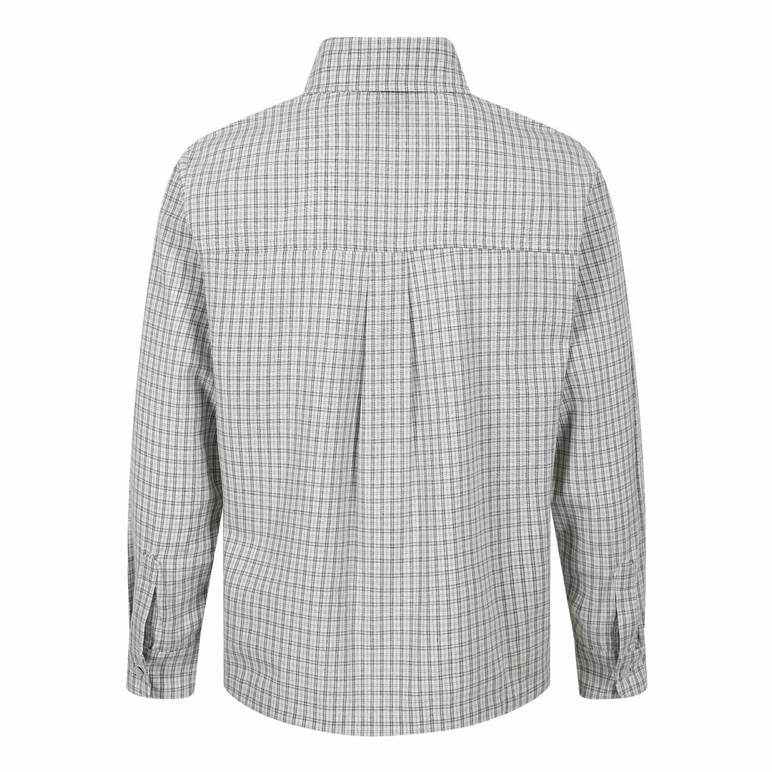 Herren Kariertes Gingham-Hemd mit Button-Down-Kragen und Bruststickerei Drune