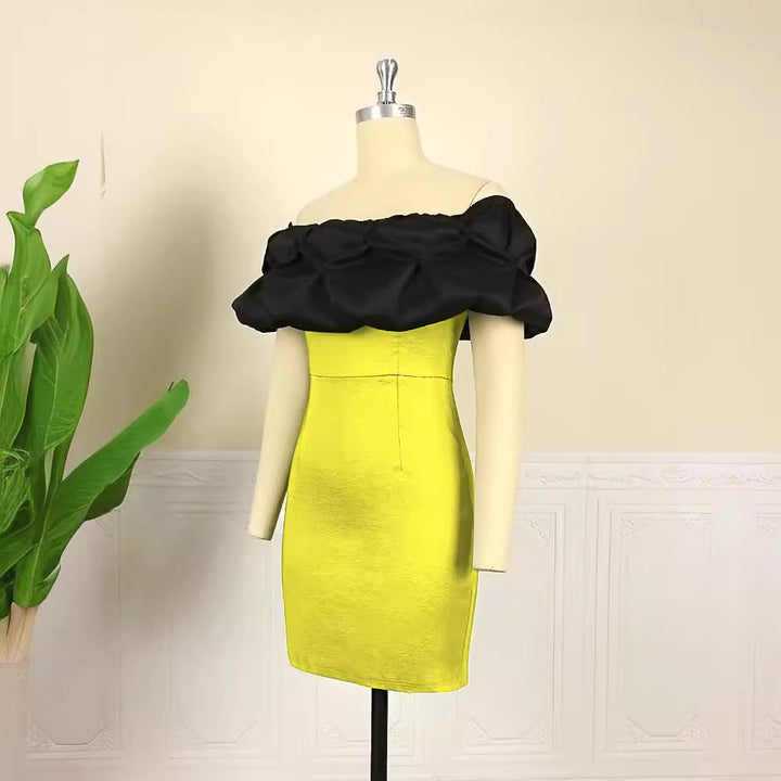 Damen Cocktailkleid mit voluminösem Tüllkragen Drune