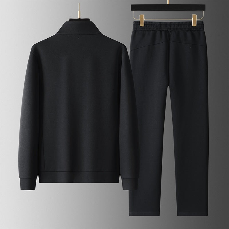 Herren Zweiteiliges sportliches Trainingsset mit Stehkragen‑Zipjacke & konischer Jogginghose Drune