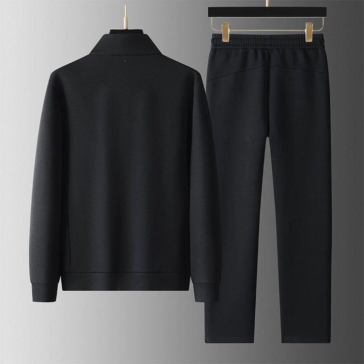 Herren Zweiteiliges sportliches Trainingsset mit Stehkragen‑Zipjacke & konischer Jogginghose Drune