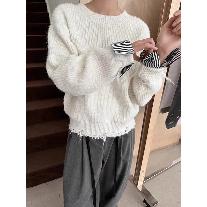 Damen lässiger Oversize-Pullover mit individuellem Saum Drune