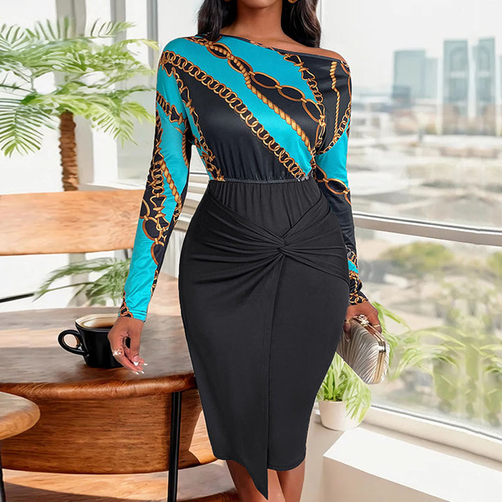 Damen Elegantes Knielanges Kleid mit Drapierungsdetails Drune