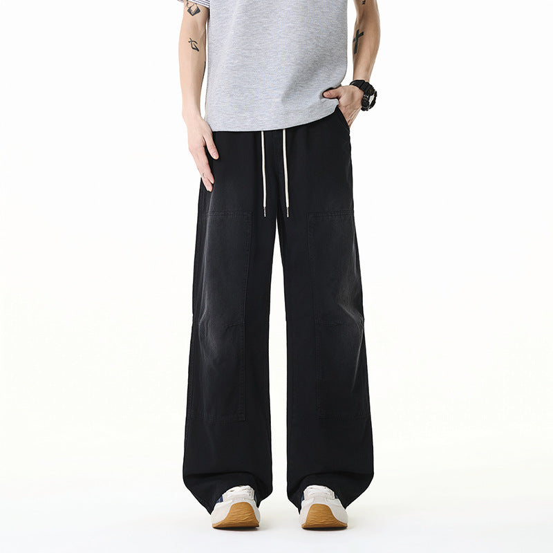 Herren Weite Baggy-Cargohose aus Baumwoll-Twill mit elastischem Bund und Knie-Patch Drune
