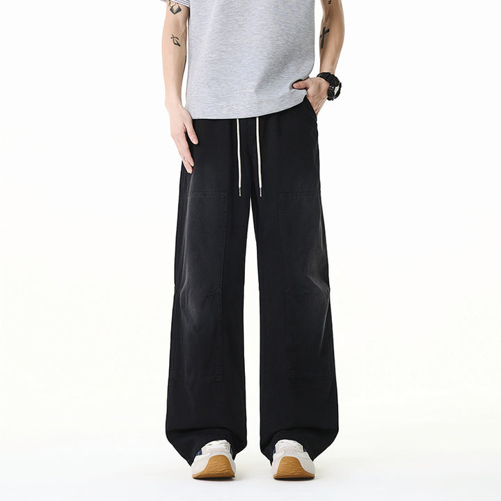 Herren Weite Baggy-Cargohose aus Baumwoll-Twill mit elastischem Bund und Knie-Patch Drune