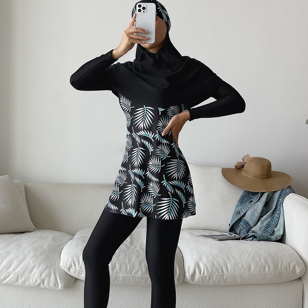 Damen Modisches 360-Grad-Schwimmanzug mit integrierter Hijab Drune