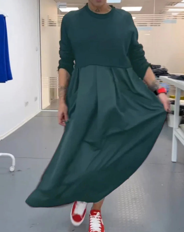 Damen nan Oversize-Maxikleid mit tiefer Passe und seitlichen Eingrifftaschen Drune