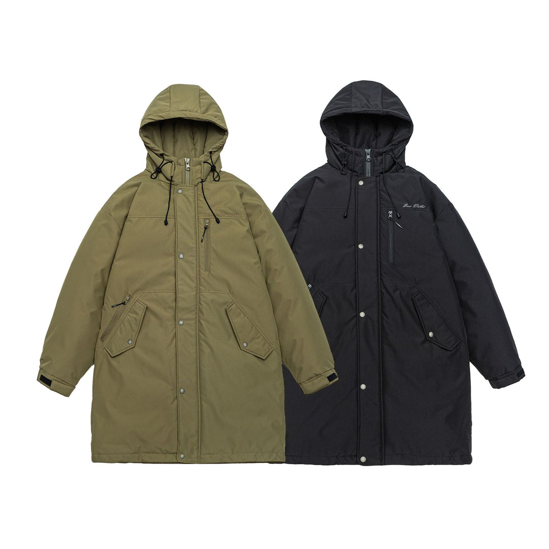 Herren Warmer winddichter Parka mit Kapuze, Steppfutter und Fronttaschen Drune