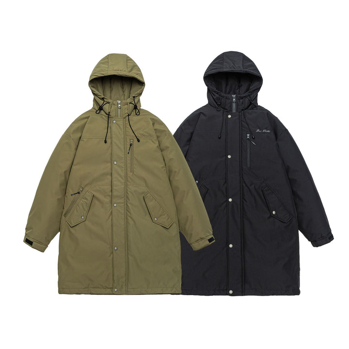 Herren Warmer winddichter Parka mit Kapuze, Steppfutter und Fronttaschen Drune