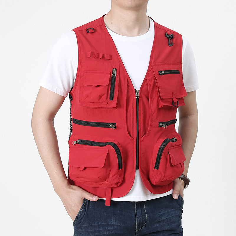 Herren Multifunktionale Angler Utility Weste mit Mehrfachtaschen Drune