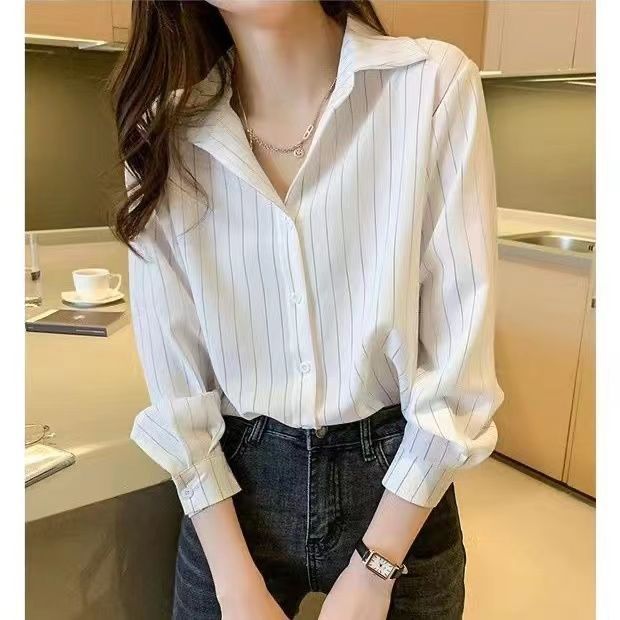 Damen stilvolle Bluse mit feinem Streifenmuster Drune