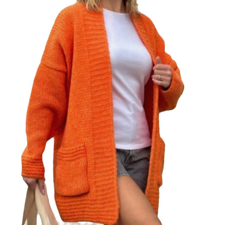Damen lässiger Strickcardigan mit praktischen Taschen und offenem Schnitt Drune