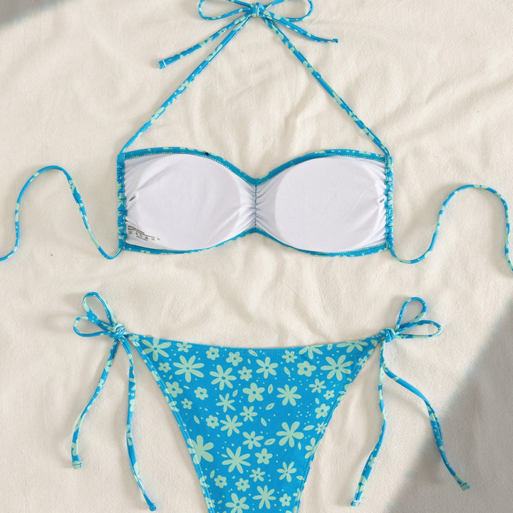 Damen Bandeau-Bikini mit floralen Akzenten Drune