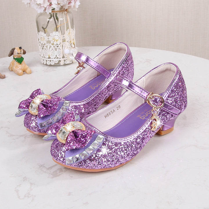 Mädchen Elegante Glitzer Ballerinas mit dekorativer Schleifen- und Strassapplikation Drune