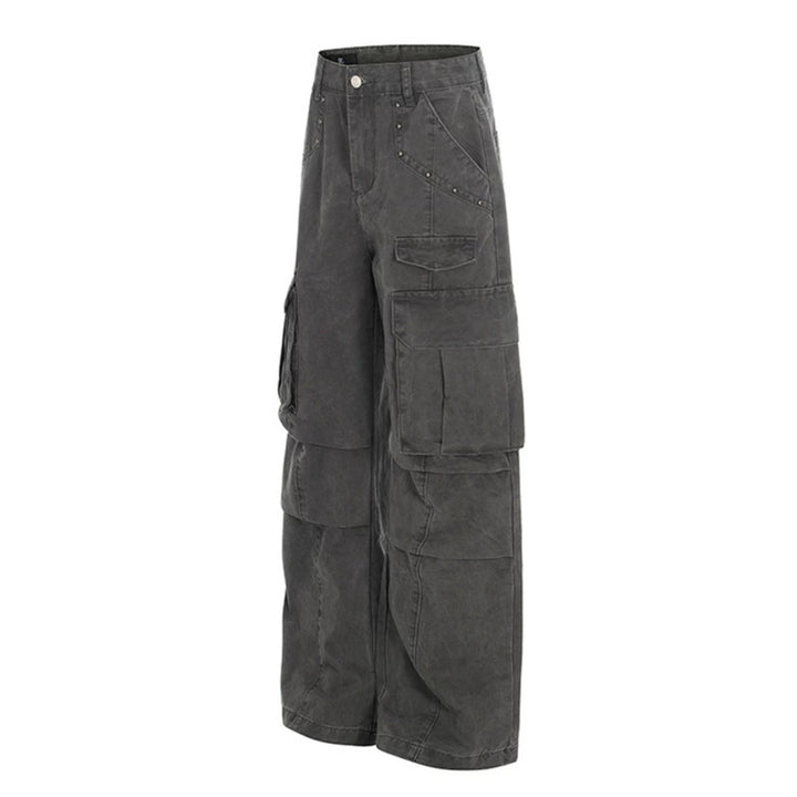 Damen Hochtaillierte Utility-Cargohose im eingewaschenen Look mit weitem Bein Drune