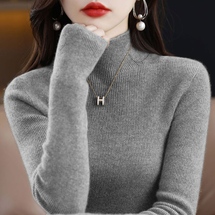 Damen eleganter Rollkragenpullover aus feinem Strick Drune