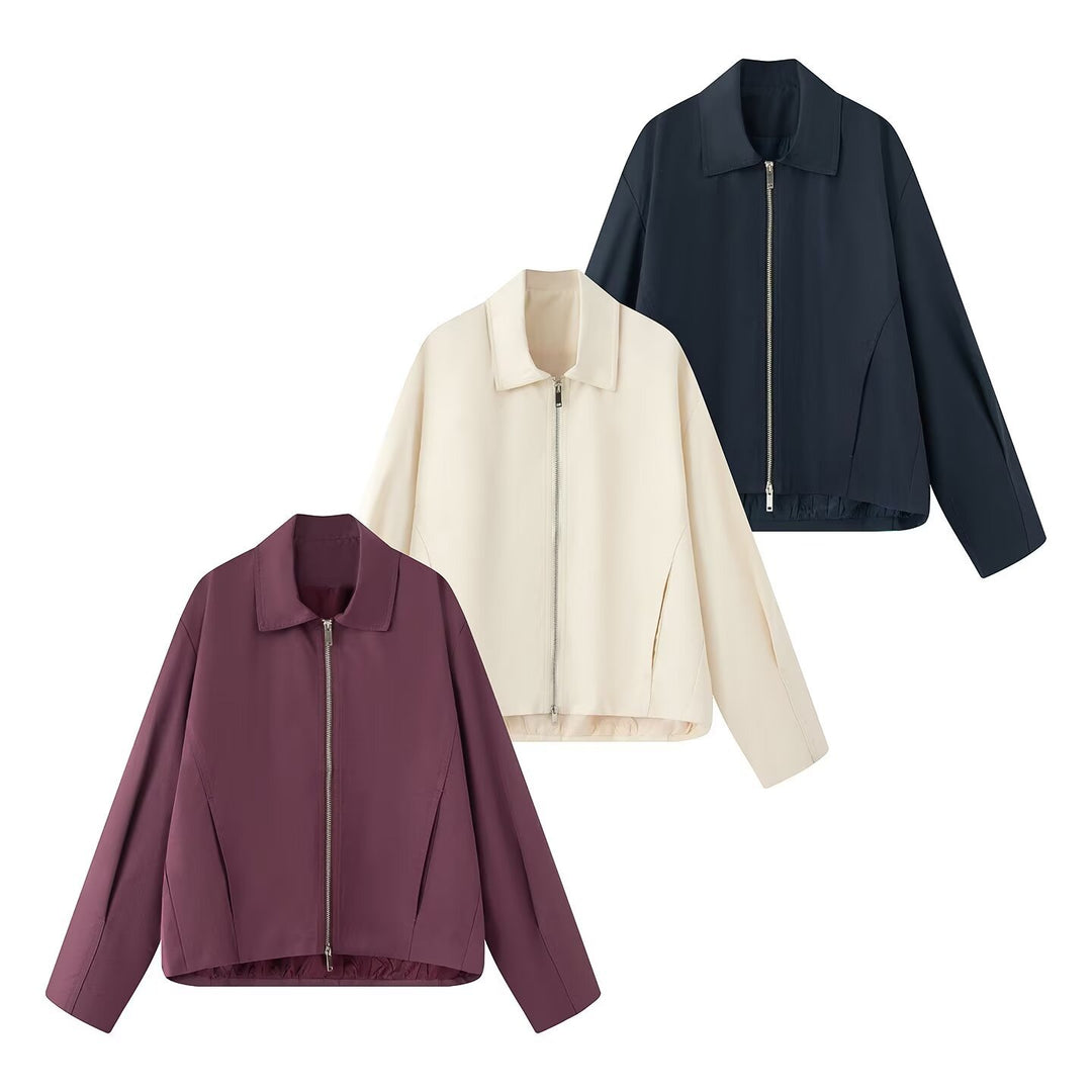Damen modische Übergangsjacke mit edlem Stehkragen Drune