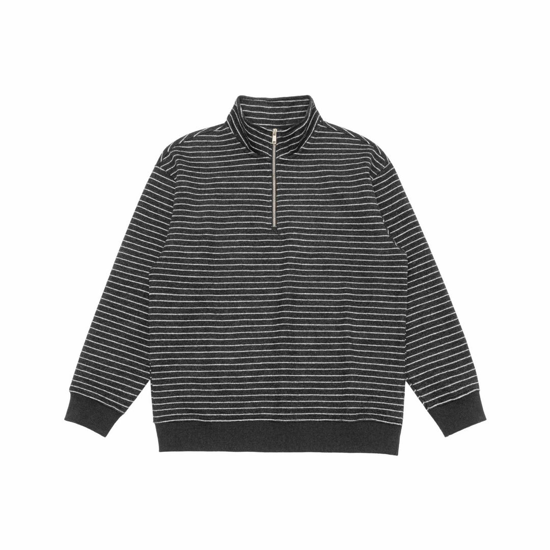 Herren Feinstrick-Halbzip-Pullover mit Stehkragen und feinen Streifen Drune