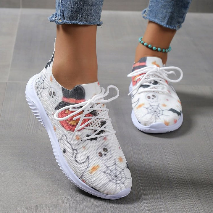 Damen Sportliche Sneakers mit Halloween-Motiv und elastischem Obermaterial Drune
