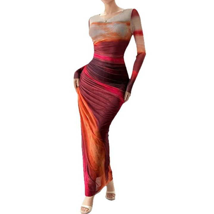 Damen elegantes Maxikleid mit innovativem Farbverlauf Drune