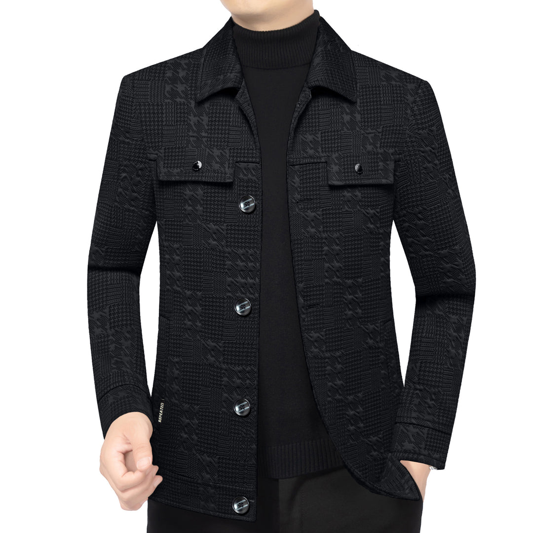 Herren Strukturiertes Overshirt im Glencheck-Relief mit Hemdkragen Drune