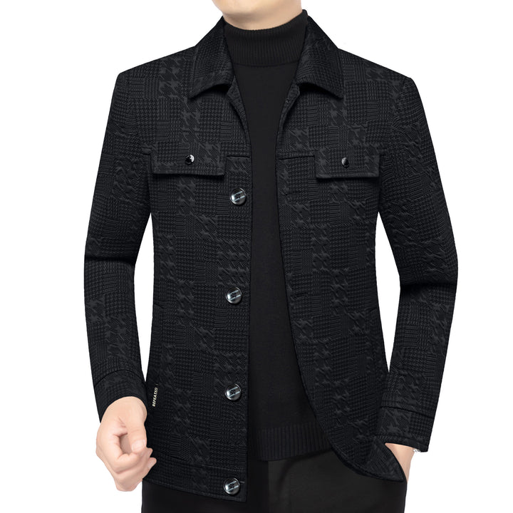 Herren Strukturiertes Overshirt im Glencheck-Relief mit Hemdkragen Drune