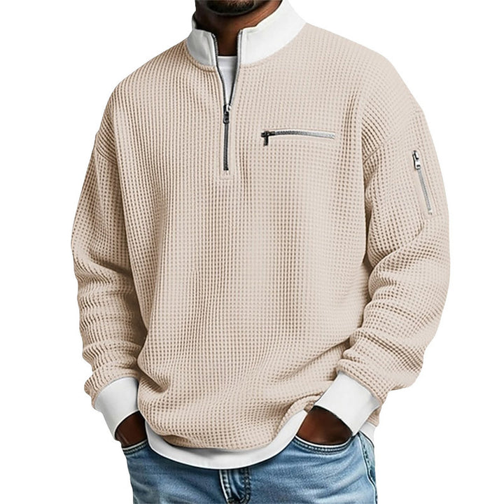 Herren Sportlicher Quarter-Zip Pullover mit strukturiertem Muster Drune