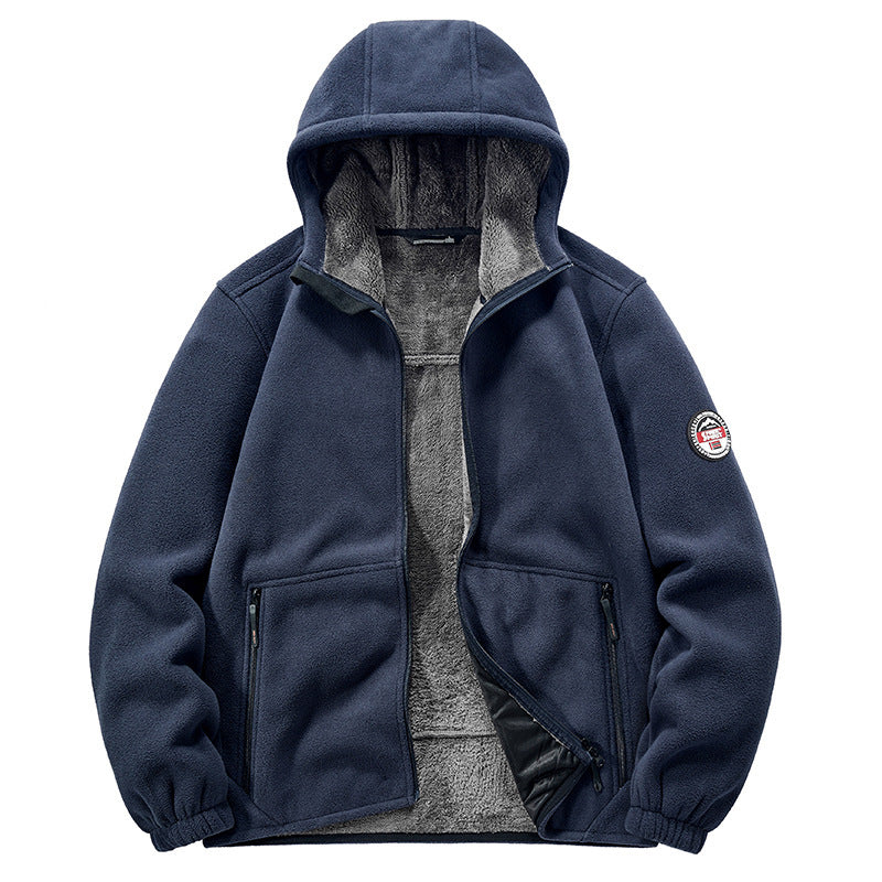 Herren Thermo-Fleece-Hoodie mit isolierendem Sherpa-Besatz und verdeckten Reißverschlusstaschen Drune