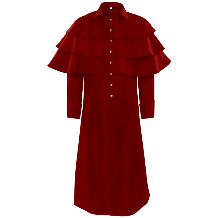 Damen nan eleganter Maxicape-Mantel mit gestuften Schultercapes und Stehkragen Drune