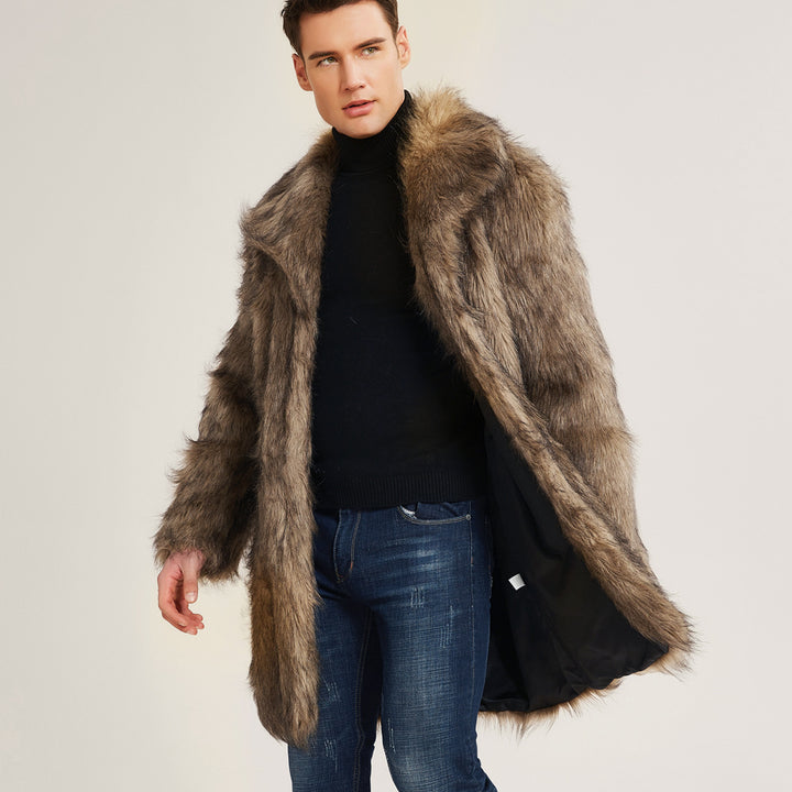 Herren Kunstfell-Kurzmantel mit elegantem Revers Drune