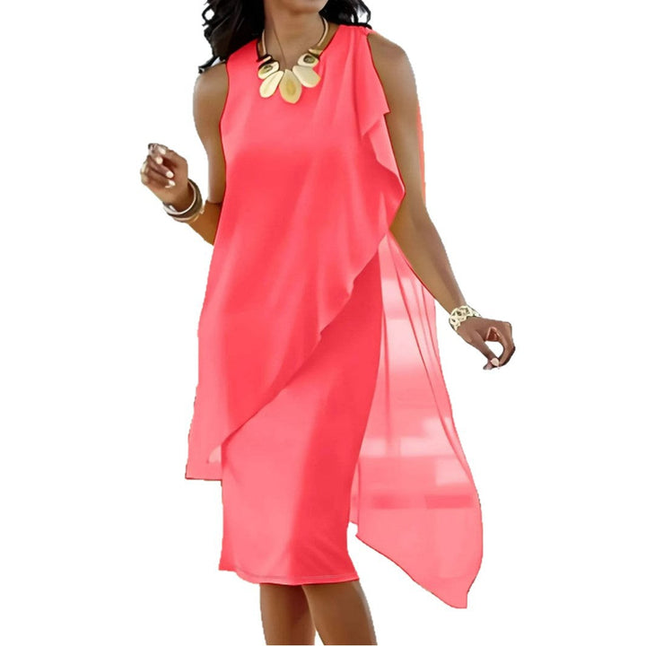 Damen asymmetrisches Chiffonkleid mit fließendem Schnitt Drune