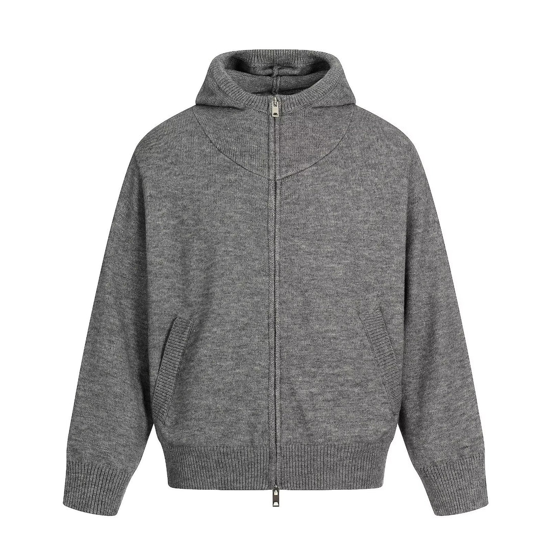 Herren Modische Strickjacke mit Kapuze Drune