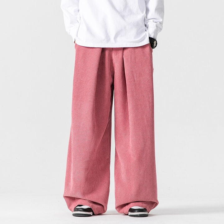 Herren Weite Cordhose mit Bundfalten und Relaxed-Silhouette Drune