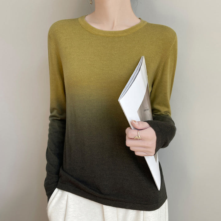 Damen Leichter Verlauf-Feinstrickpullover mit Rundhalsausschnitt und lockerer Passform Drune