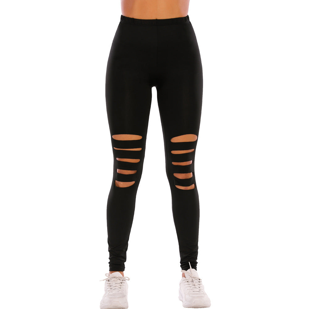 Damen Modische Leggings mit Cut-Outs im Leopardenmuster Drune