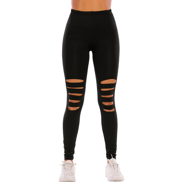 Damen Modische Leggings mit Cut-Outs im Leopardenmuster Drune
