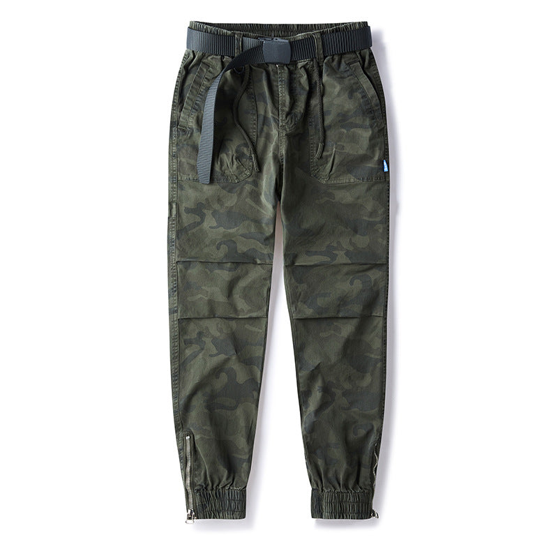 Herren Cargojogger mit Camouflage-Muster, elastischem Tunnelzugbund, Knieverstärkung und Knöchelreißverschluss Drune