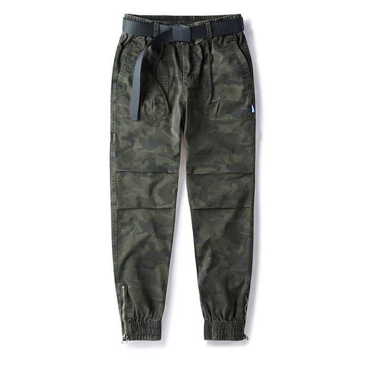 Herren Cargojogger mit Camouflage-Muster, elastischem Tunnelzugbund, Knieverstärkung und Knöchelreißverschluss Drune