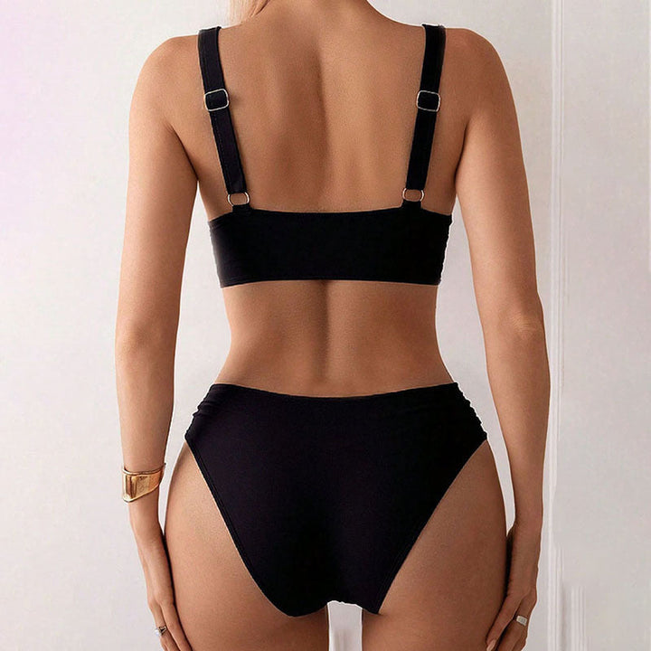 Damen Hoch geschnittenes Bikini-Set mit modischem Wickeloberteil und eleganter Passform Drune